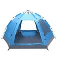 thumbnail image 1 of 3-4 Person Blue Instant Pop Up Tent, Waterproof Automatic Family Camping Tent with Silver Coating & Fiberglass Poles for Outdoor Travel Hiking, 1 of 12