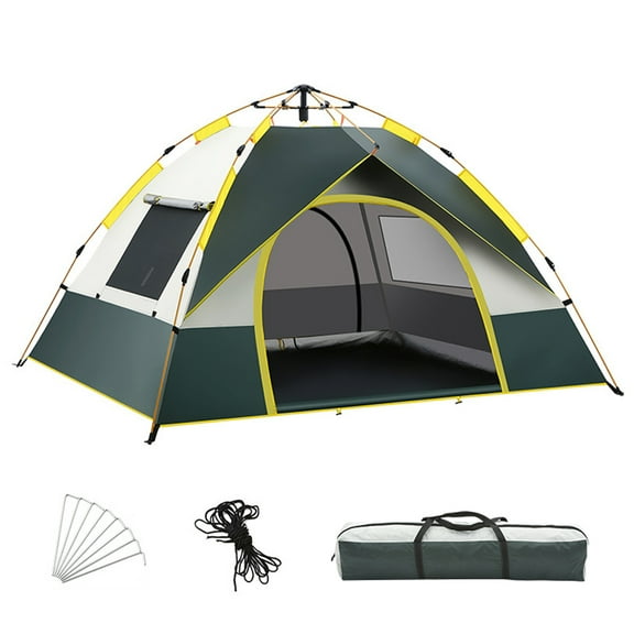 3-4 Person  Camping Dome Tent, Quick Setup Windproof & Rainproof Ultraviolet Protecting Shelter with 2 Door & 2 Window for  Camping Hiking Backpacking Beach