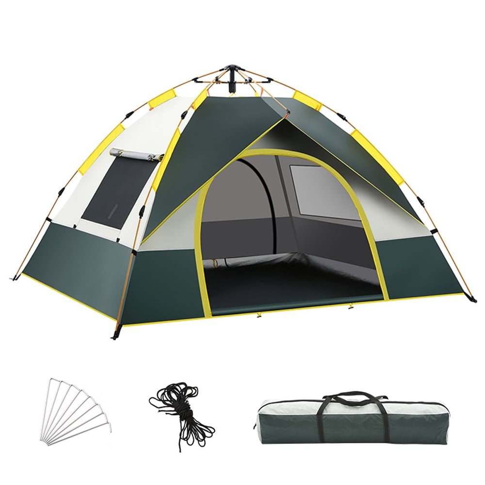 3-4 Person Camping Dome Tent, Quick Setup Windproof & Rainproof Ultraviolet Protecting Shelter with 2 Door & 2 Window for Camping Hiking Backpacking Beach