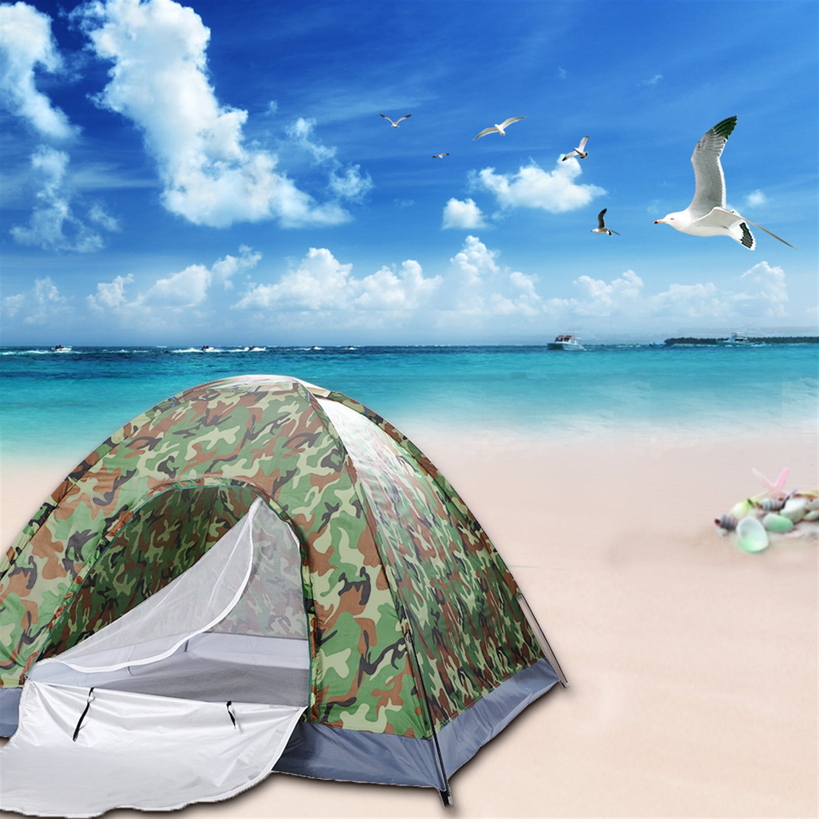 3-4 Person Dome Tent for Camping Lightweight 5.3 lbs Pop Up Tent with Fiberglass Poles Waterproof Rainfly Carry Bag Easy Setup Instant Tent for Hiking Backpacking Family Outdoor Adventures Camouflage