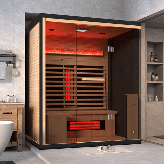 3-4 Person Indoor Bluetooth Compatible Far Infrared Sauna In Hemlock