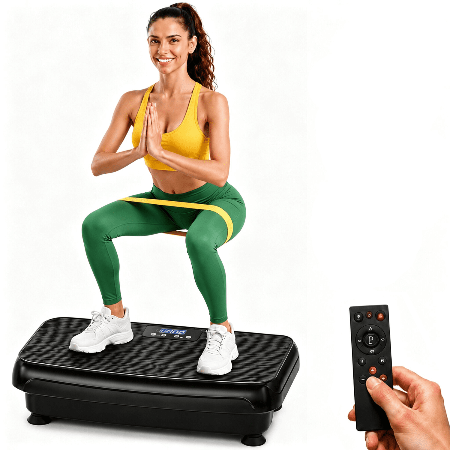 Vibration Plate Exercise Machine for Lymphatic Drainage, 99-Speed Whole Body Workout Platform with Preset Programs, LED Touchscreen, Remote Control & Resistance Band, 300 lb Capacity