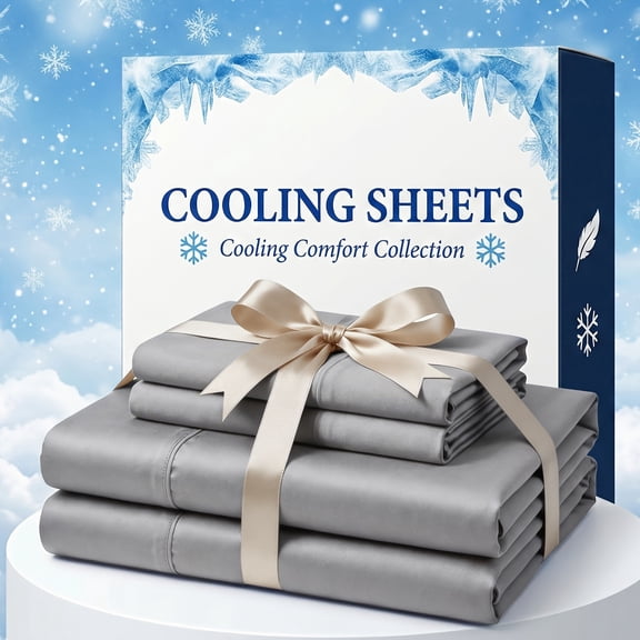 3/4-Piece Bamboo Fiber Bedding Set, 20-inch Extra Deep Pocket Fitted Sheet, Cooling & Breathable Fabric, Soft & Skin-Friendly, Ideal For Heat-Prone & Sweaty Sleepers(Grey,Full)