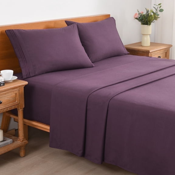 3/4 Piece Soft Bed Sheets Set Solid & Embroidery Bed Sheets Set All Season Hotel Luxury Bedding -18in Deep Pockets
