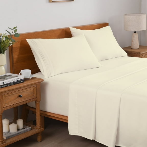 3/4 Piece Soft Bed Sheets Set Solid & Embroidery Bed Sheets Set All Season Hotel Luxury Bedding -18in Deep Pockets