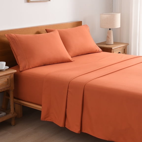 3/4 Piece Soft Bed Sheets Set Solid & Embroidery Bed Sheets Set All Season Hotel Luxury Bedding -18in Deep Pockets