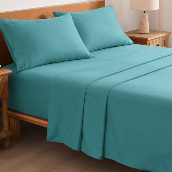 3/4 Piece Soft Bed Sheets Set Solid & Embroidery Bed Sheets Set All Season Hotel Luxury Bedding -18in Deep Pockets