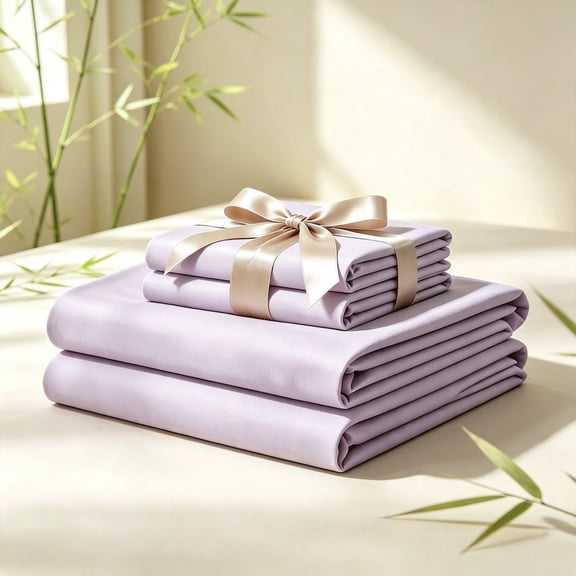 3/4 Pieces Bamboo Cooling Bed Sheet Set, Purple Full, Luxury Cooling Breathable Bed Sheets, Fitted Sheet, Flat Sheet And 2 Pillowcases