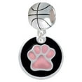 thumbnail image 1 of 3/4'' Pink Paw in Black Circle - Basketball Charm Bead, 1 of 1