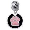 thumbnail image 1 of 3/4'' Pink Paw in Black Circle - Large Rope with Cross Beads Charm Bead, 1 of 1