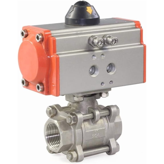 3/4"Pneumatic Actuated Ball Valve Double Acting 3-Piece Air Steam Chemical Industries 304 Stainless Steel for Automatic Control System