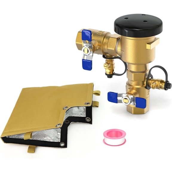 3/4" Pressure Vacuum Breaker Assembly, Brass Irrigation Backflow Preventer, Max 400 PSI Back Siphon Valves for Irrigation System
