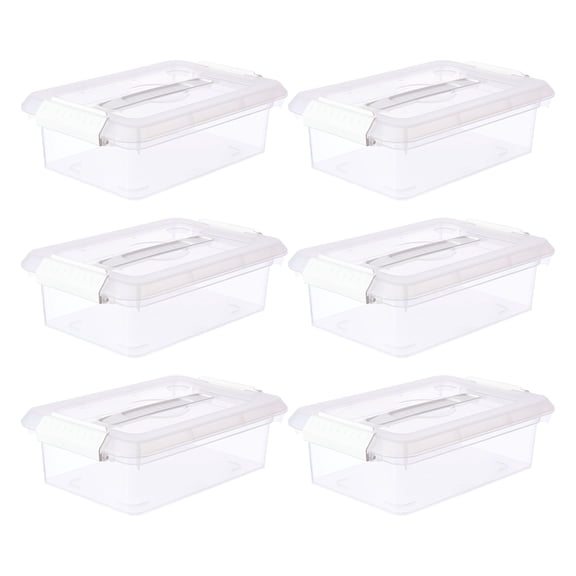 3.4 Qt. White Storage Bins with Lids by Simply Tidy â€“ Plastic Organizer Containers for Crafts - Office & Home Storage - 6 Pack