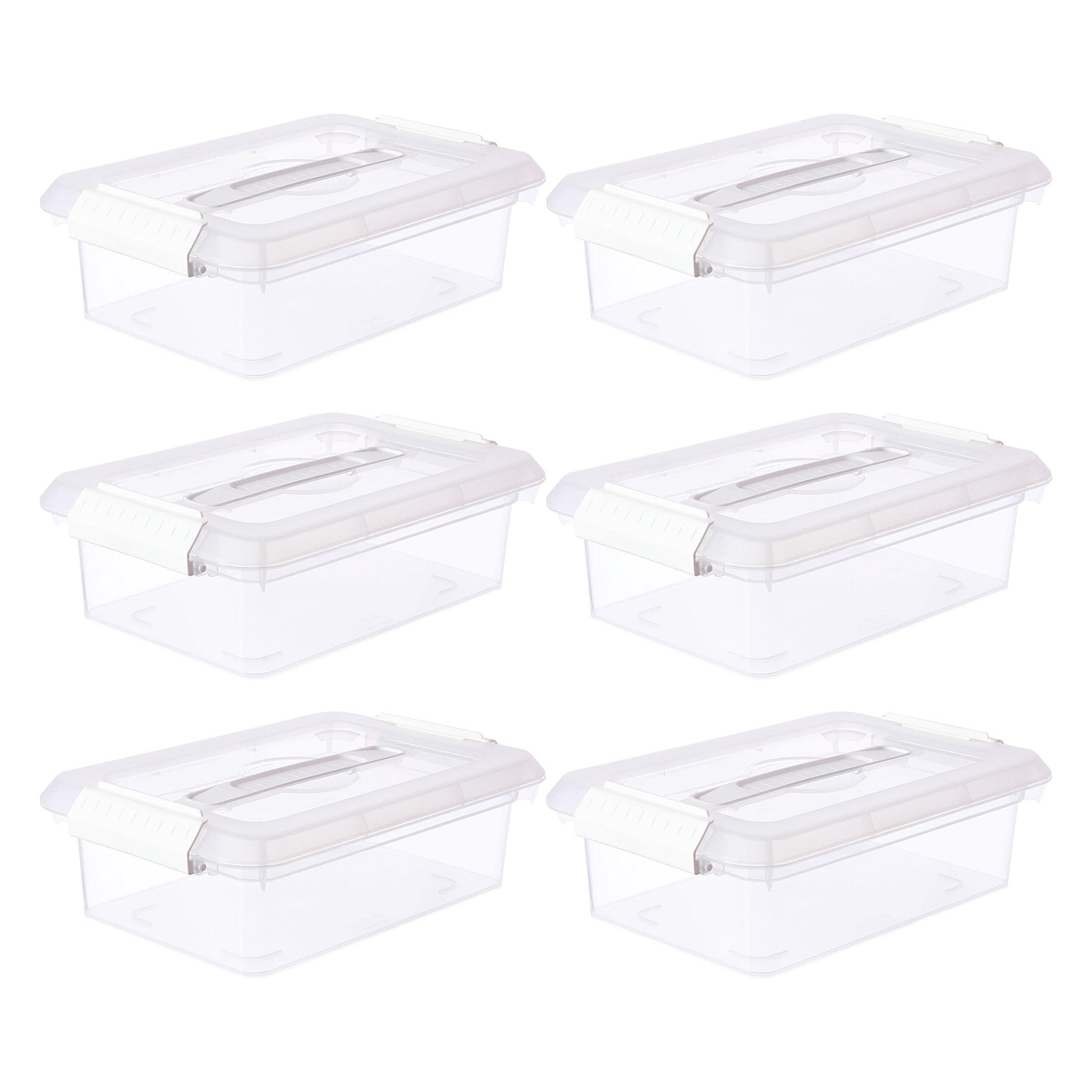 3.4 Qt. White Storage Bins with Lids by Simply Tidy – Plastic Organizer Containers for Crafts - Office & Home Storage - 6 Pack