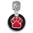 thumbnail image 1 of 3/4'' Red Paw in Black Circle - Daughter Charm Bead, 1 of 1