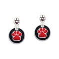 thumbnail image 1 of 3/4'' Red Paw in Black Circle - Purple Crystal Paw Earrings, 1 of 1