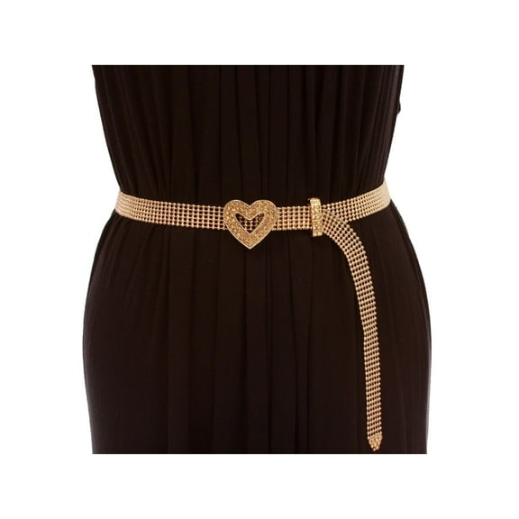 3/4" Rhinestone Open Heart Metal Ball Chain Belt