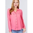 thumbnail image 1 of 3/4 Roll Up Sleeve Pocket W/zipper Detail Woven Blouse L, 1 of 4