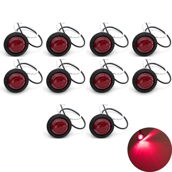 All Star Truck Parts 3/4" Round 3-Led Clearance Marker lights 2 wire Lights Black Rubber Grom10x Red