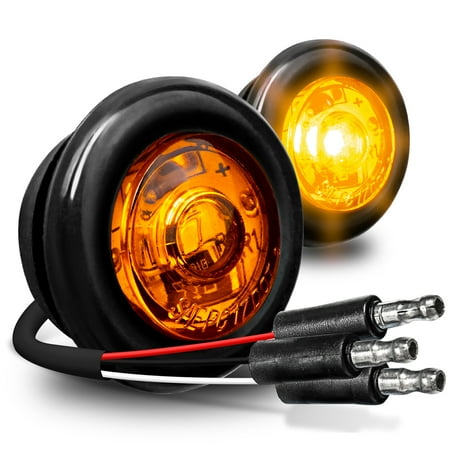 3/4" Round Amber Trailer LED Marker Light [3 Wire/ DRL & Turn Signal] [DOT FMVSS 108] [SAE P2PC] [Semi-Spherical Output] [IP67 Waterproof] Round Marker Lights for Trailer Truck