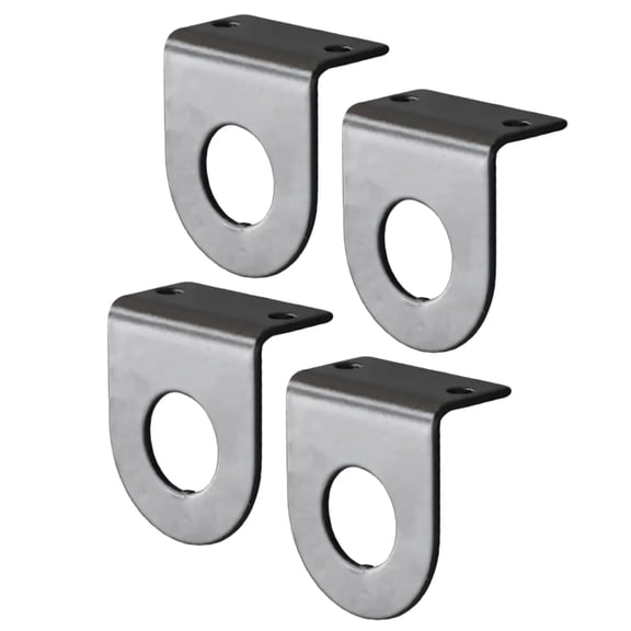 3/4" Round Marker Light Mounting Bracket L Shaped 3mm Black Powder Steel 4x