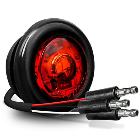 3/4" Round Red Trailer LED Marker Light [3 Wire/Turn Brake Tail Lights] [DOT FMVSS 108] [SAE P2PC] [Semi-Spherical Output] [IP67 Waterproof] Round Marker TBT Lights for Trailer Truck