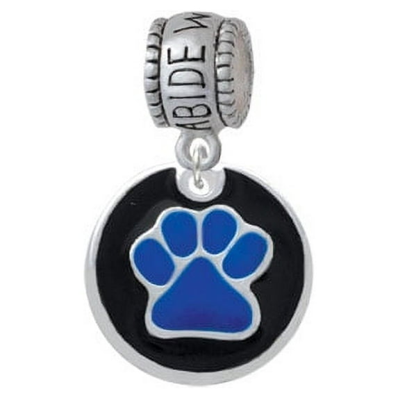 3/4'' Royal Blue Paw in Black Circle - Abide With Me Charm Bead