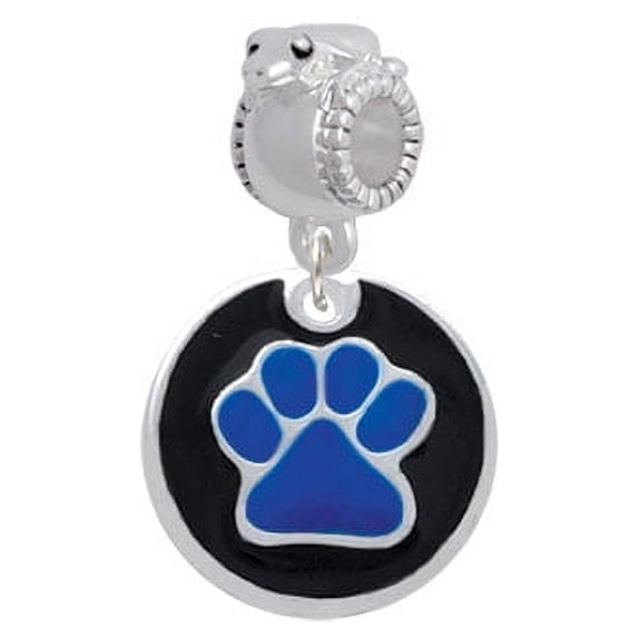 3/4'' Royal Blue Paw in Black Circle - Frog Charm Bead