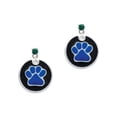 thumbnail image 1 of 3/4'' Royal Blue Paw in Black Circle - Green Crystal Post Earrings, 1 of 1