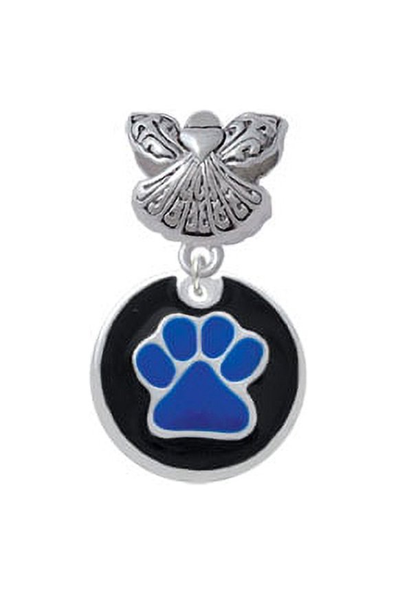3/4'' Royal Blue Paw in Black Circle - Guardian Angel Charm Bead
