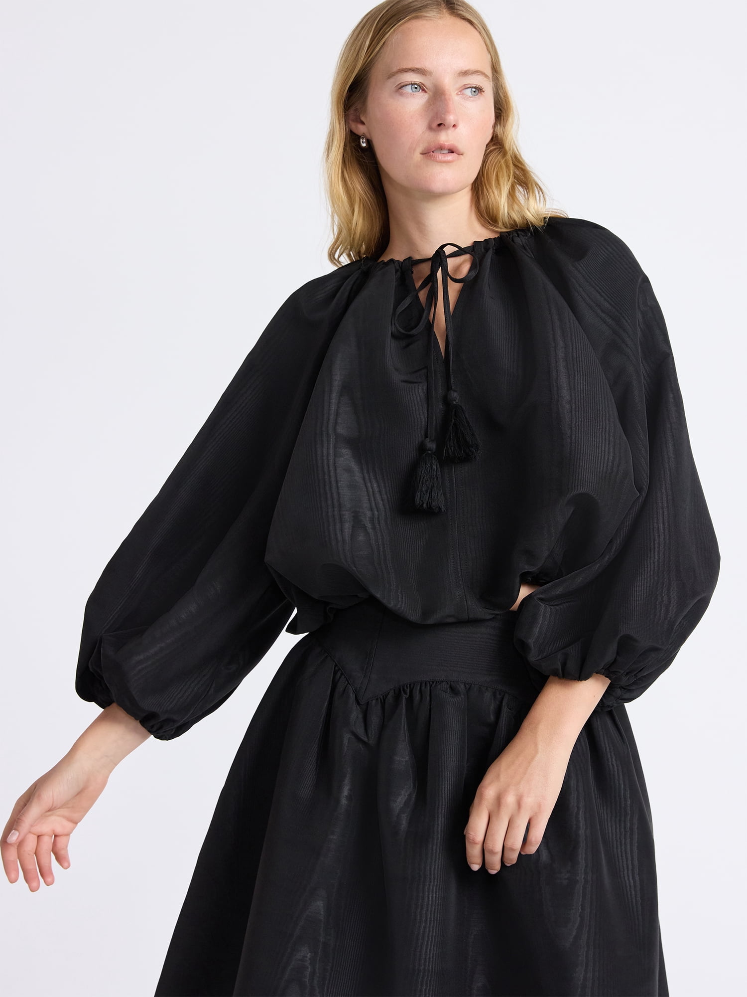 Free Assembly Women's and Women's Plus Bubble Hem Top with ¾-Length Sleeves, Sizes XS-4X