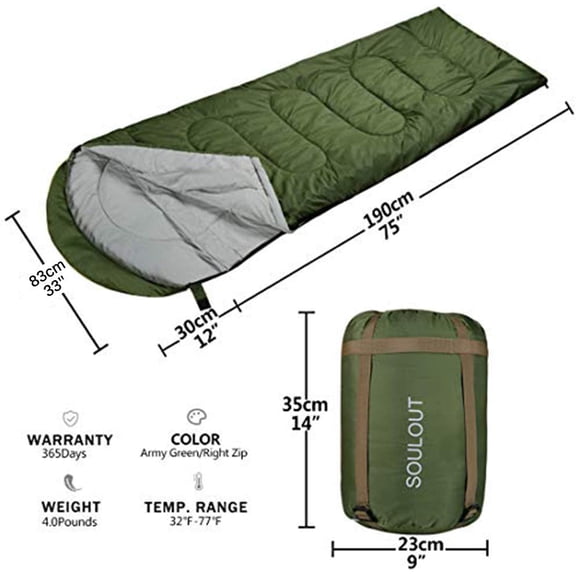 3-4 Season Sleeping Bag for Adults & Kids, Lightweight Warm Cold Weather Camping Bag with Waterproof Compression Sack – Portable for Hiking, Backpacking, Traveling & Outdoor Adventures