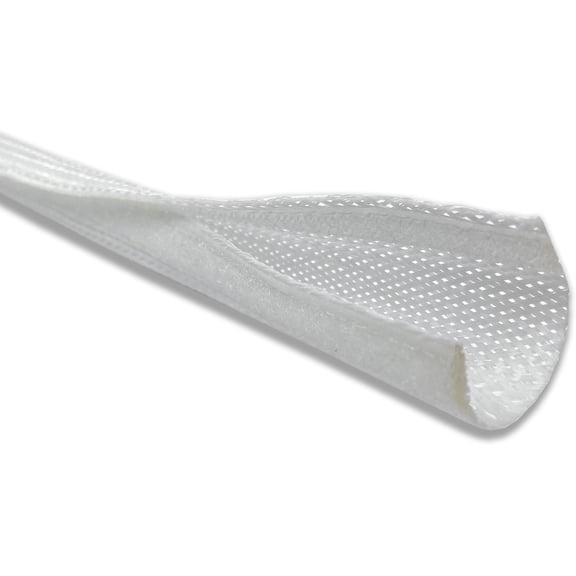 3/4" Side Entry Cable Wrap Sleeve with Hook & Loop Fastener - Length: 5 Feet - Color: White