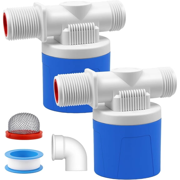 3/4" Side Top Inlet Water Float Valve, 2 Pack Water Trough Float Valve Water Level Control Float Valve for Water , Automatic Water Shut Off Valve Pool Auto Fill for Livestock Pond Aquarium