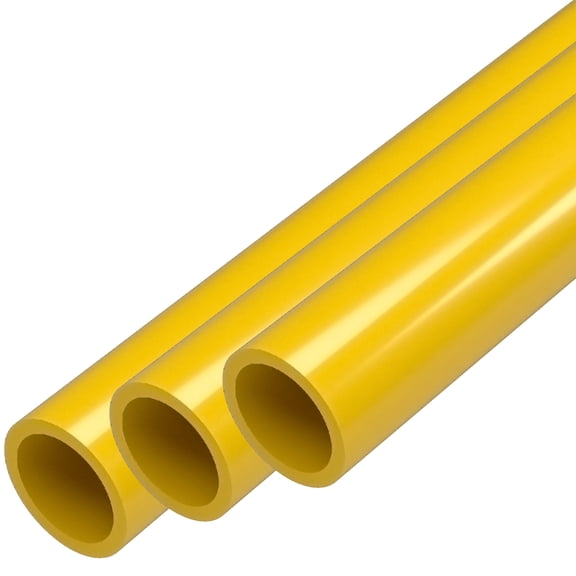 3/4" Size Furniture Grade PVC Pipe, 40", Yellow (3-Pack)