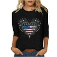 thumbnail image 1 of 3/4 Sleeve American Flag Tops for Women Plus Size Independence Day Patriotic Tunic Shirts Round Neck Casual 4th of July T-Shirts Memorial Day Outfits Lightweight Loose Fit Cute T Shirts Blouse, 1 of 5