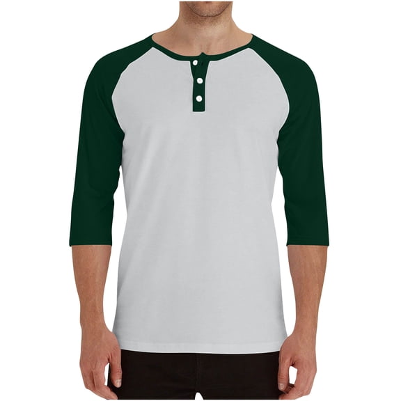 3/4 Sleeve Baseball Shirt Men Casual Stylish Raglan Sleeve Jersey Henley Tops Mens Slim Color Block Athletic T Shirts