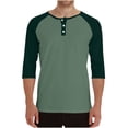 thumbnail image 1 of 3/4 Sleeve Baseball Shirt Men Casual Stylish Raglan Sleeve Jersey Henley Tops Mens Slim Color Block Athletic T Shirts, 1 of 7