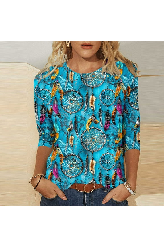3/4 Sleeve Blouses for Women Summer Blouses Summer Tops Trendy Beachy Oversized Tshirts for Women Graphic Tees my items ordered