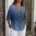 thumbnail image 1 of 3/4 Sleeve Boho Linen Tops for Women, Spring Floral Printed Blouses for women Dressy Casual, Basic Womens Cotton Linen Top, 1 of 5