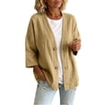 thumbnail image 1 of 3/4 Sleeve Cardigan for Women Casual Lightweight Open Front Cotton Linen Cardigans Womens V Neck Button Front Cardigan Jackets, 1 of 8