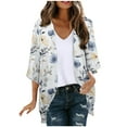 thumbnail image 1 of 3/4 Sleeve Cardigans for Women Lightweight Soft Open Front Top Casual Beach Cover up Floral Print Stylish Kimonos, 1 of 4