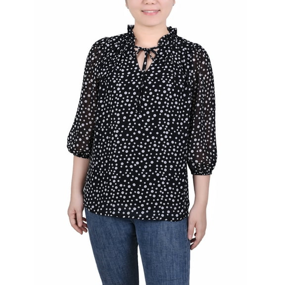 3/4 Sleeve Chiffon Blouse