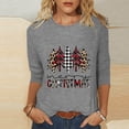 thumbnail image 1 of 3/4 Sleeve Christmas T Shirts for Women,Christmas Tops 3/4 Sleeve Shirts for Women Crew Neck Xmas Print Graphic Tees Blouses Casual Plus Size Basic Tops, 1 of 5