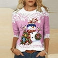 thumbnail image 1 of 3/4 Sleeve Christmas T Shirts for Women 2024,3/4 Length Sleeve Tops for Women Snowman Print Graphic Fall Shirts Tees Loose Fit Tunic Tops, 1 of 4
