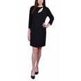 thumbnail image 1 of 3/4 Sleeve Crepe Knit Sheath Dress With Cutout, 1 of 3