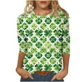 3/4 Sleeve Crewneck Pullover Tops 2025 Women's Funny St. Patrick's Day