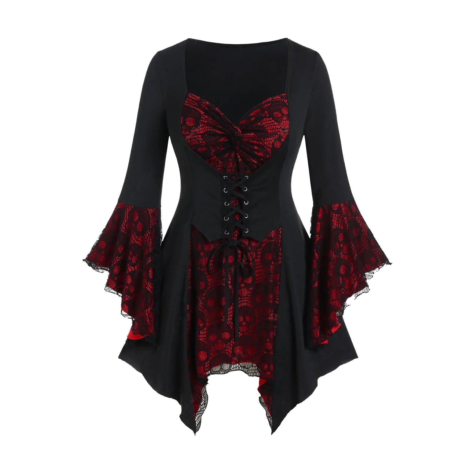 3/4 Sleeve Funny Halloween Dress for Women Dark Gothic Corset Mini Dresses  Flared Sleeve Irregular Hem Dress for Party Prom - Walmart Business Supplies