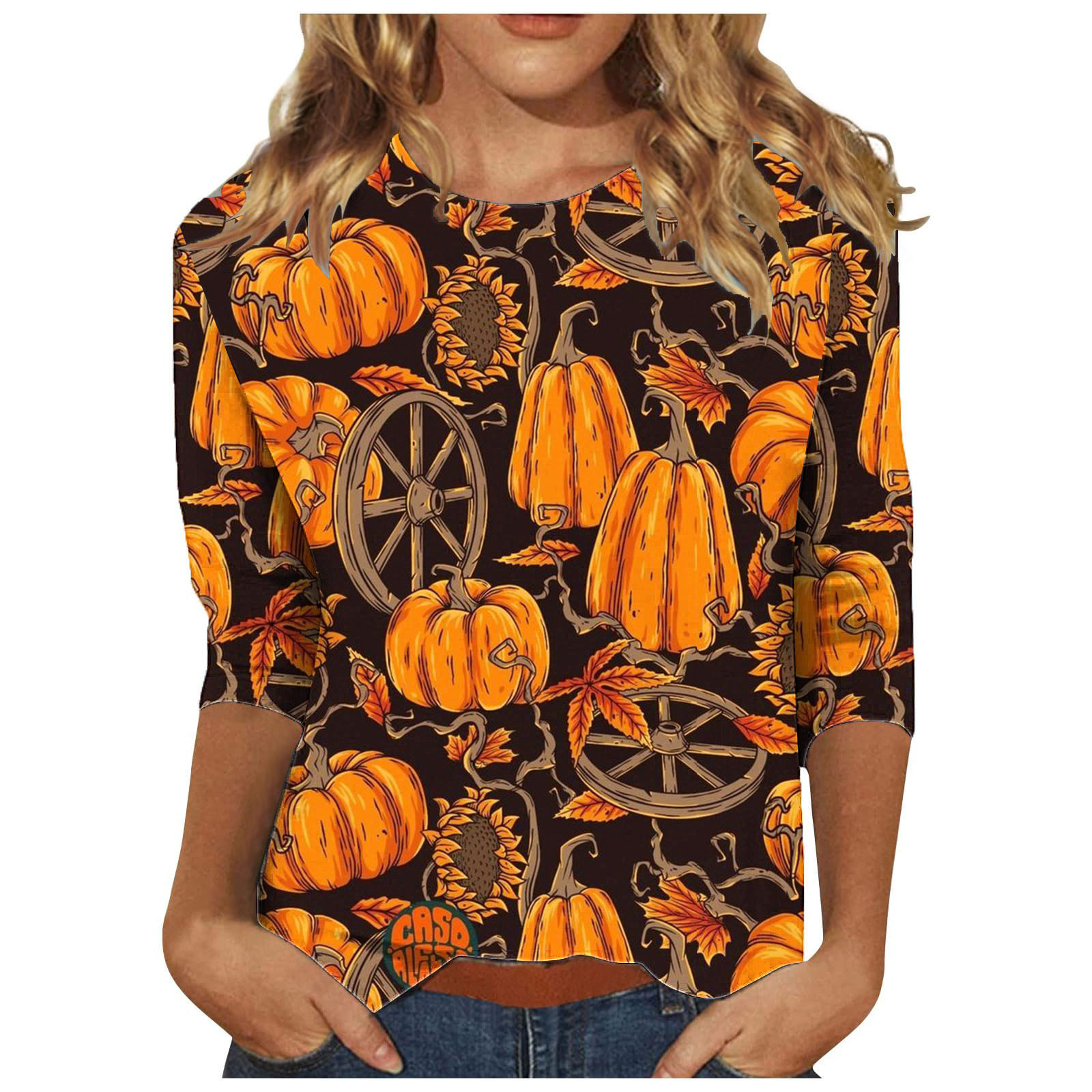 3/4 Sleeve Halloween Tops for Women,Halloween Women 3/4 Sleeve Tops