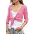 thumbnail image 1 of [3/4 Sleeve Lightweight Bolero Cardigan] Women's Tie Front Shrug 3/4 Sleeve Bolero Sheer Knotted Lightweight Cardigan Sweaters Short Shawl Tops, 1 of 5
